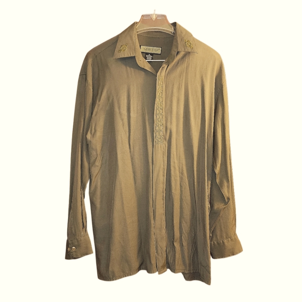 Vintage Embroidered Dress Shirt By New Step - Men's Size M